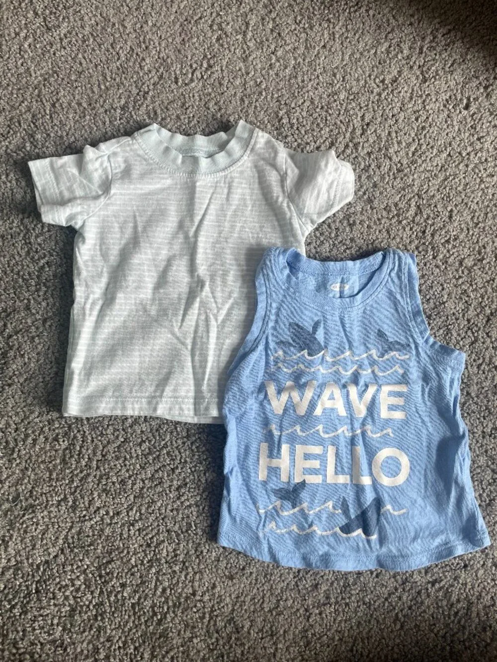 Baby Boy 12m Shirt Bundle | Old Navy & Carter's Blue/Gray Tops Summer Casual
